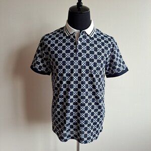 New Lorenzoni Italian Men's 100% Cotton Blue Polo Shirt Size M